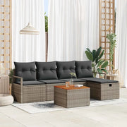 Set Divano da Giardino con cuscino 6 pcs Grigio polyrattan