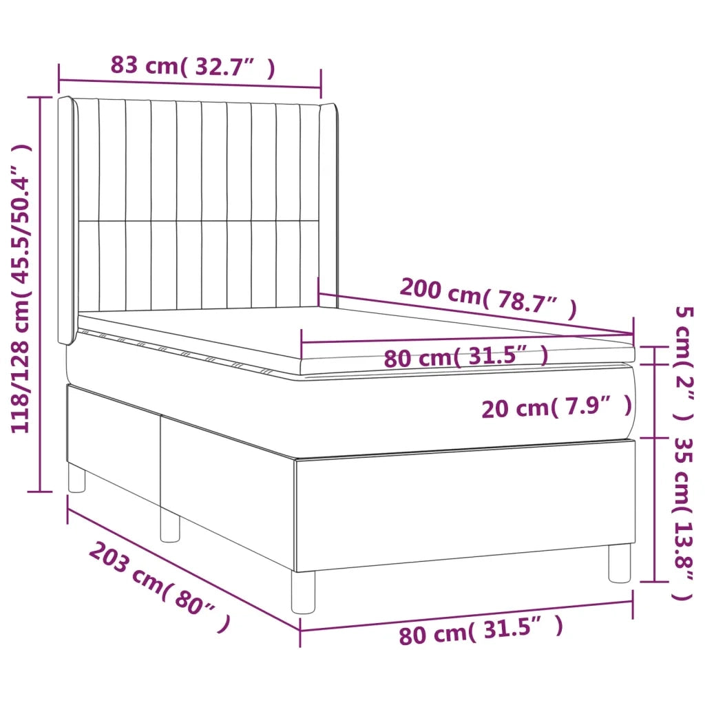 Giroletto a Molle con Materasso Nero 80x200 cm inTessuto