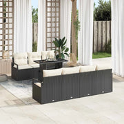 Set Divano da Giardino 8 pcs Nero e Crema polyrattan 3348763