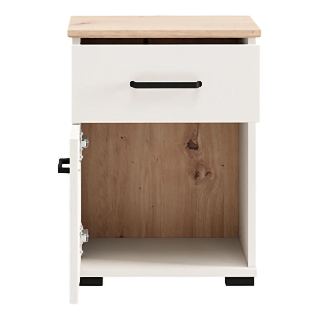 Punak, Comodino un Cassetto, 41x40x54h cm Bianco Crema