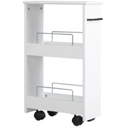 Carrello Salvaspazio Multiuso in Legno MDF e Ruote, 42.5x20.3x66.7cm, Bianco