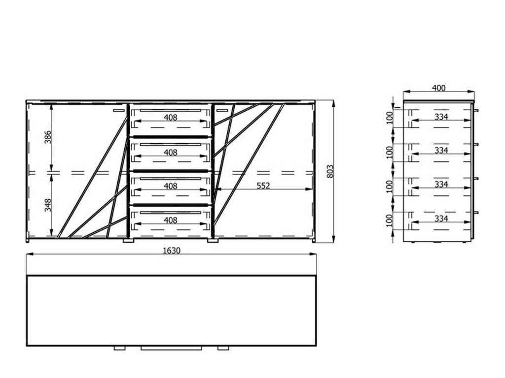 Madia Maropati, Credenza 2 Ripiani, 163x40x80.5h cm Bianco