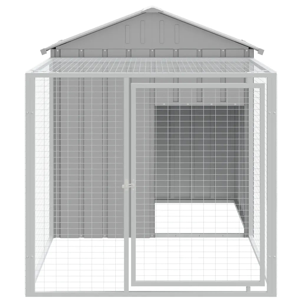 Gabbia per polli con recinto grigio chiaro 117x201x123 cm in acciaio zincato 172354