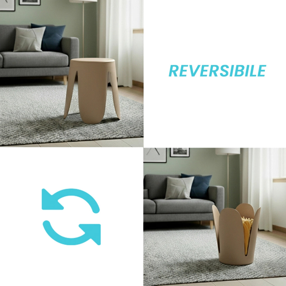 Sgabello per il bagno beige opaco con seduta imbottita e piedini antiscivolo Flores