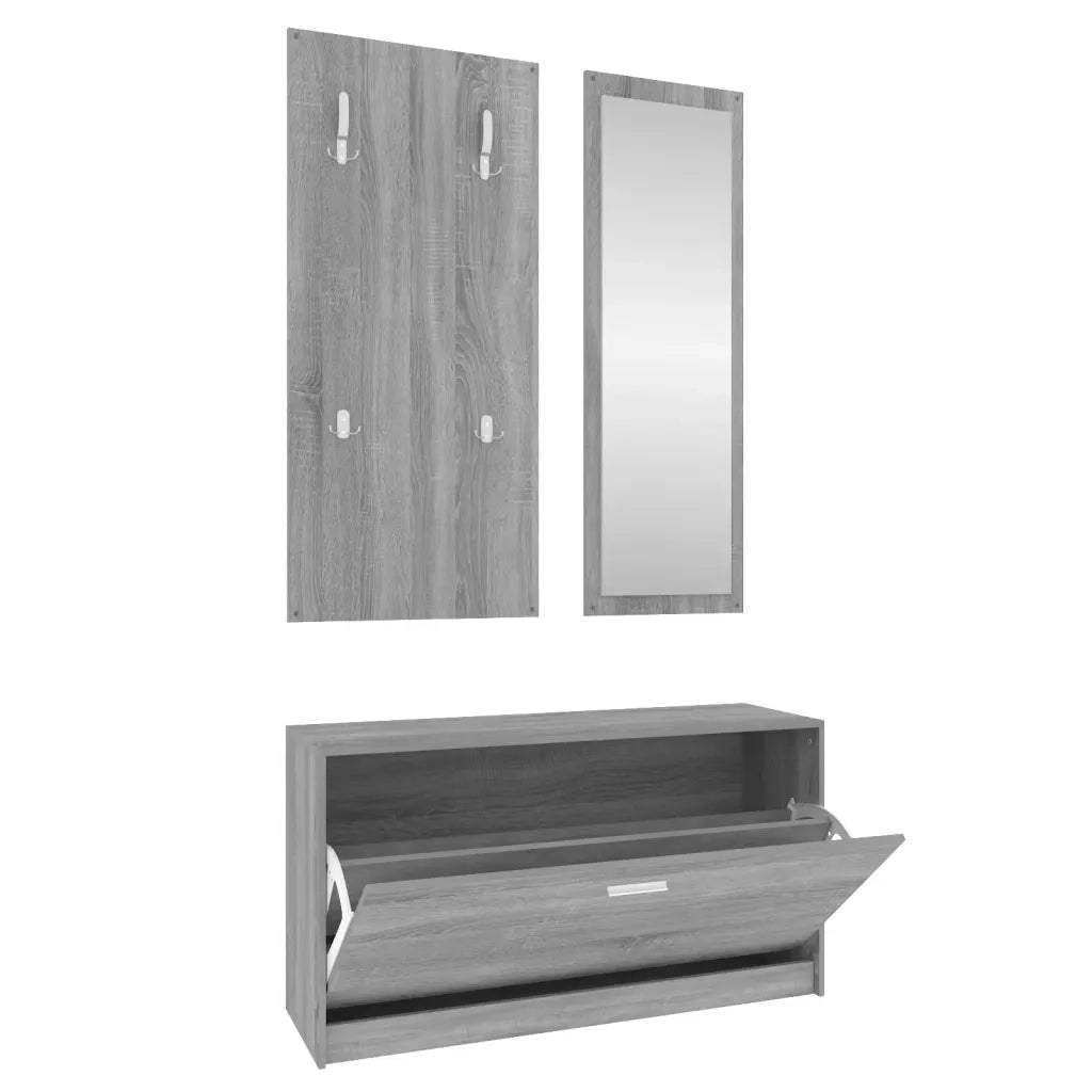 Set Scarpiere 3 in 1 grigio sonoma in Legno Multistrato 342575