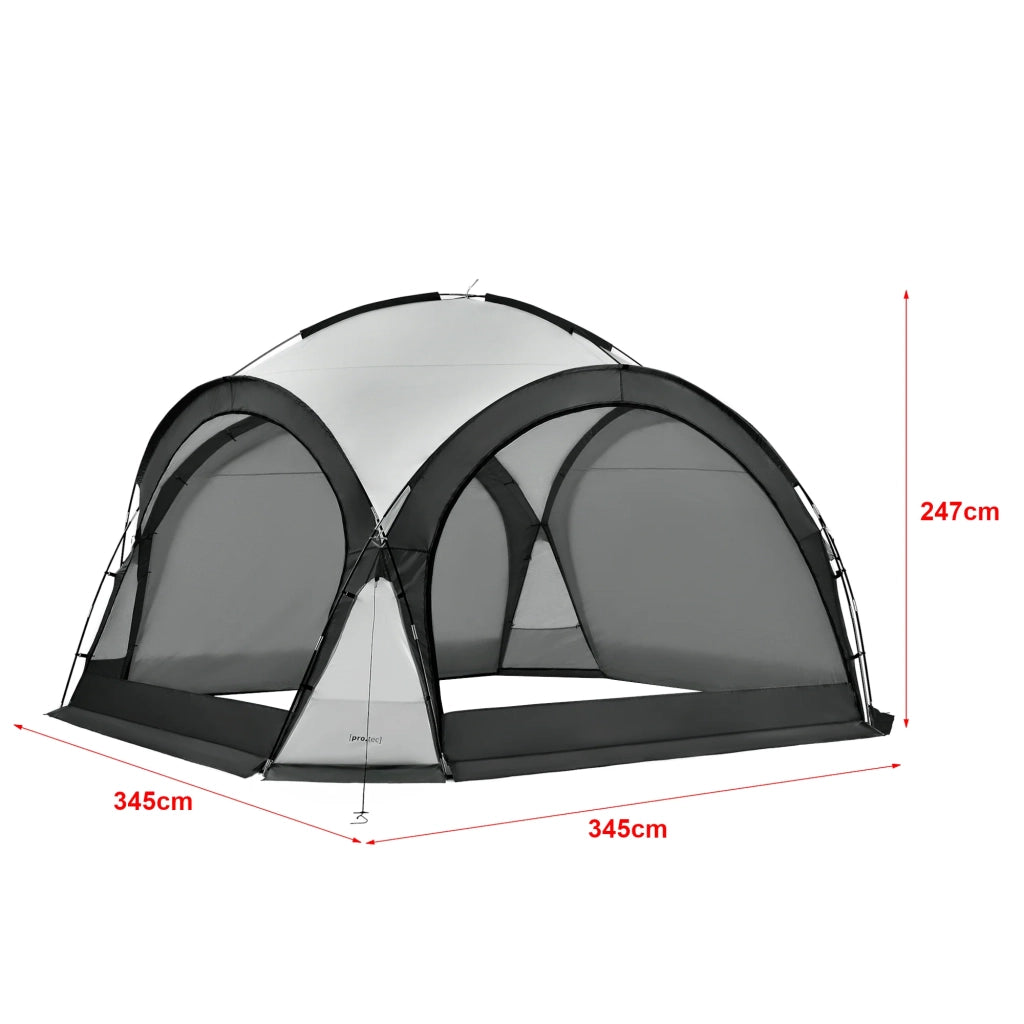 Gazebo da campeggio con ghirlanda 96 LED 345 x 345 x 247 cm grigio scuro 03_0008742