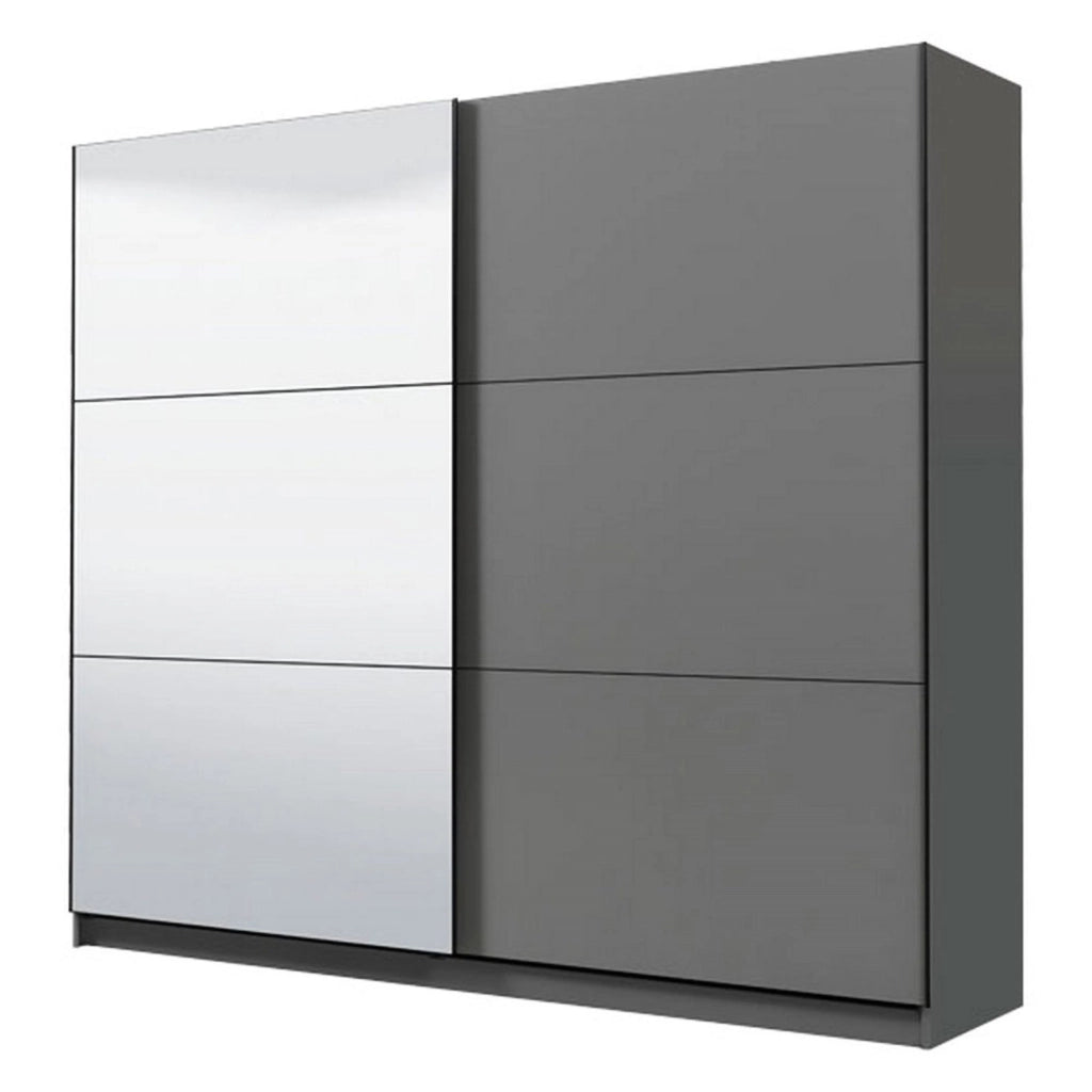 Armadio Camera da Letto Soncino, Guardaroba Grande Appendiabiti, 217x210h cm Nero Antracite