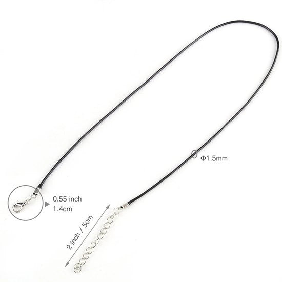 Cordone in cera 1,5mm - 10 pezzi - Catena regolabile - Manufatto artigianale - Duraturo - Leggero - Adatto per la creazione di gioielli - Cordone catena