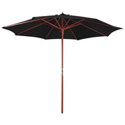 Ombrellone con palo in legno 300 x 258 cm nero 02_0008118