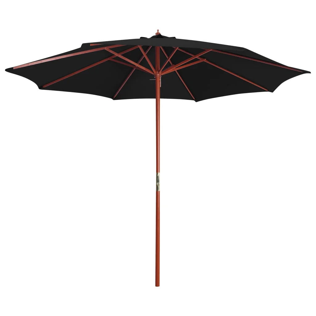 Ombrellone con palo in legno 300 x 258 cm nero 02_0008118