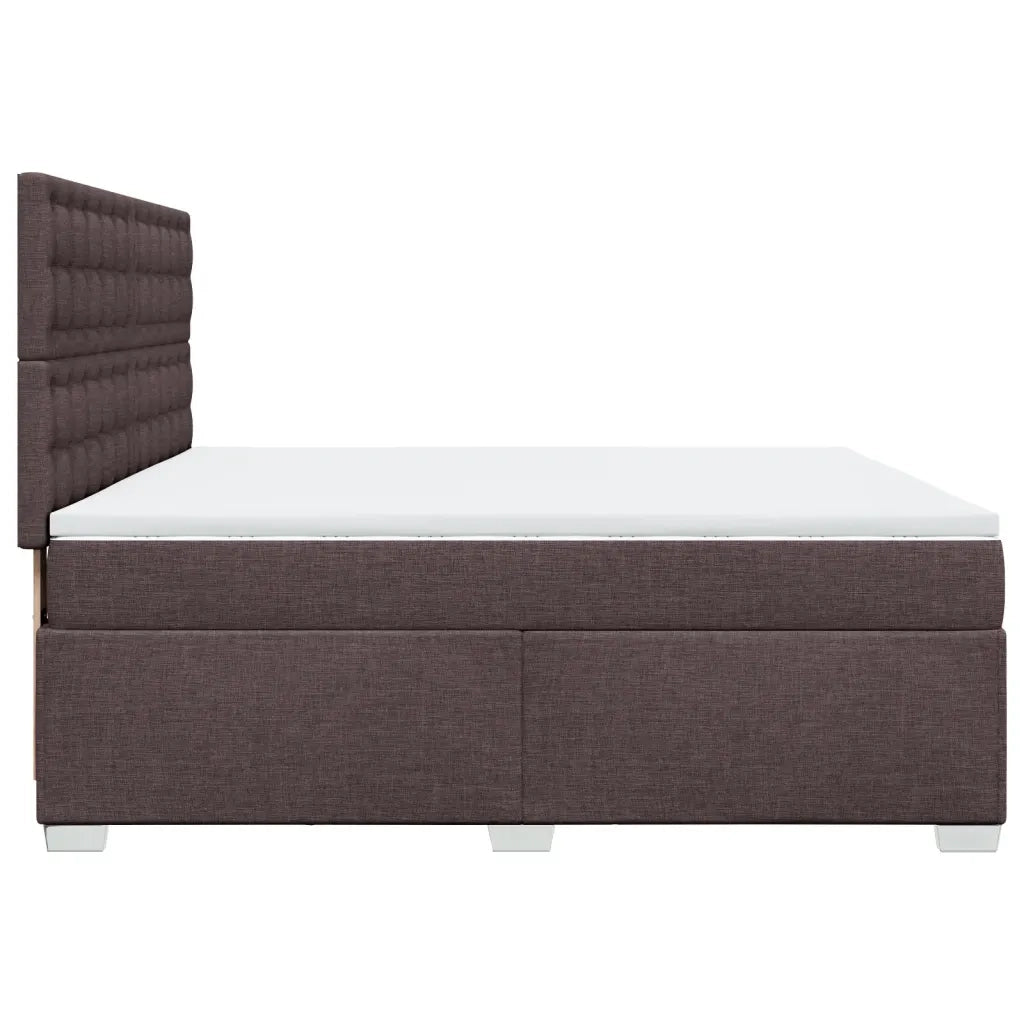 vidaXL Giroletto a Molle con Materasso Marrone Scuro 200x200cm Tessuto