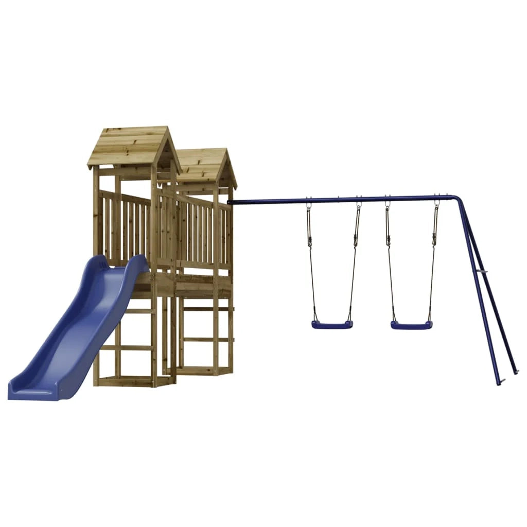 Altalene per parco giochi all'aperto scivolo altalene robuste giochi da giardino 308 x 461 x 207 cm legno di pino impregnato 02_0004828