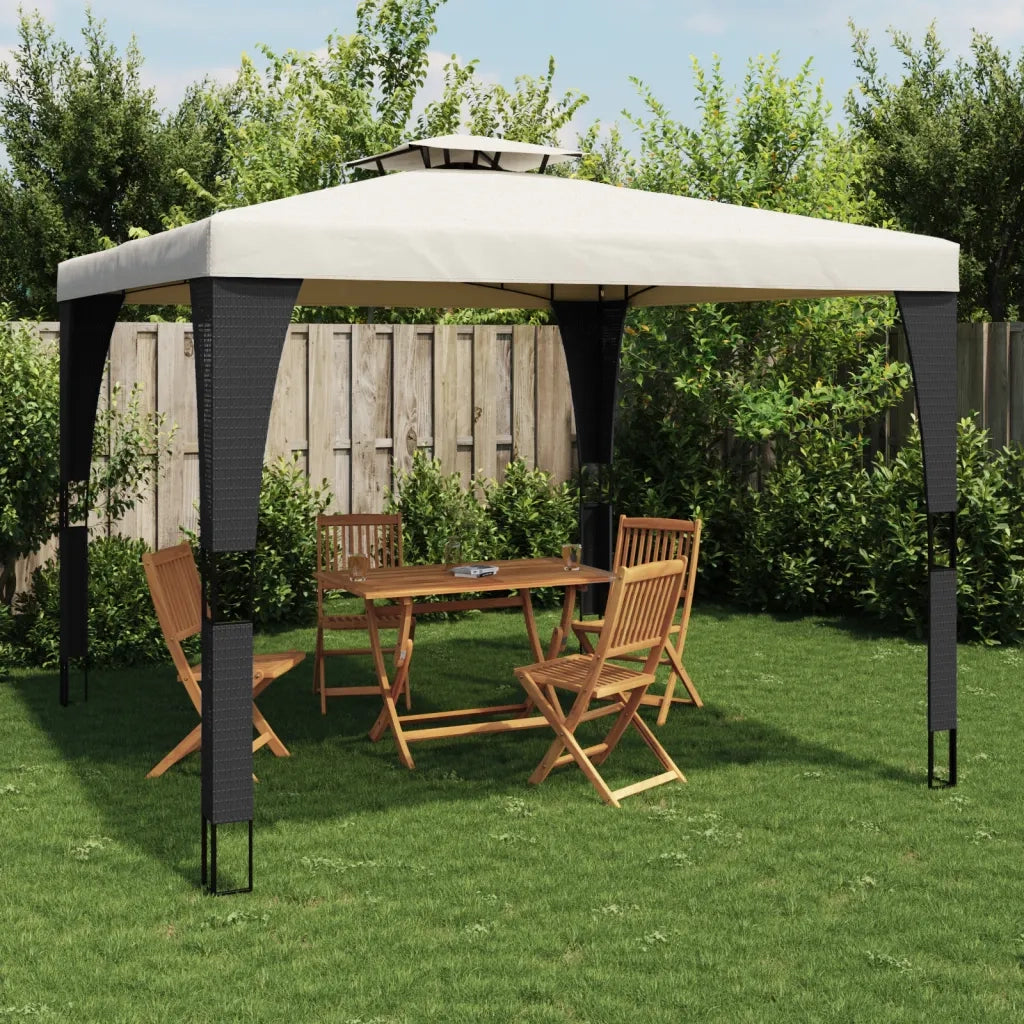 Gazebo | Pergolato con Tetto Doppio Crema 2,98x2,98 m in Acciaio