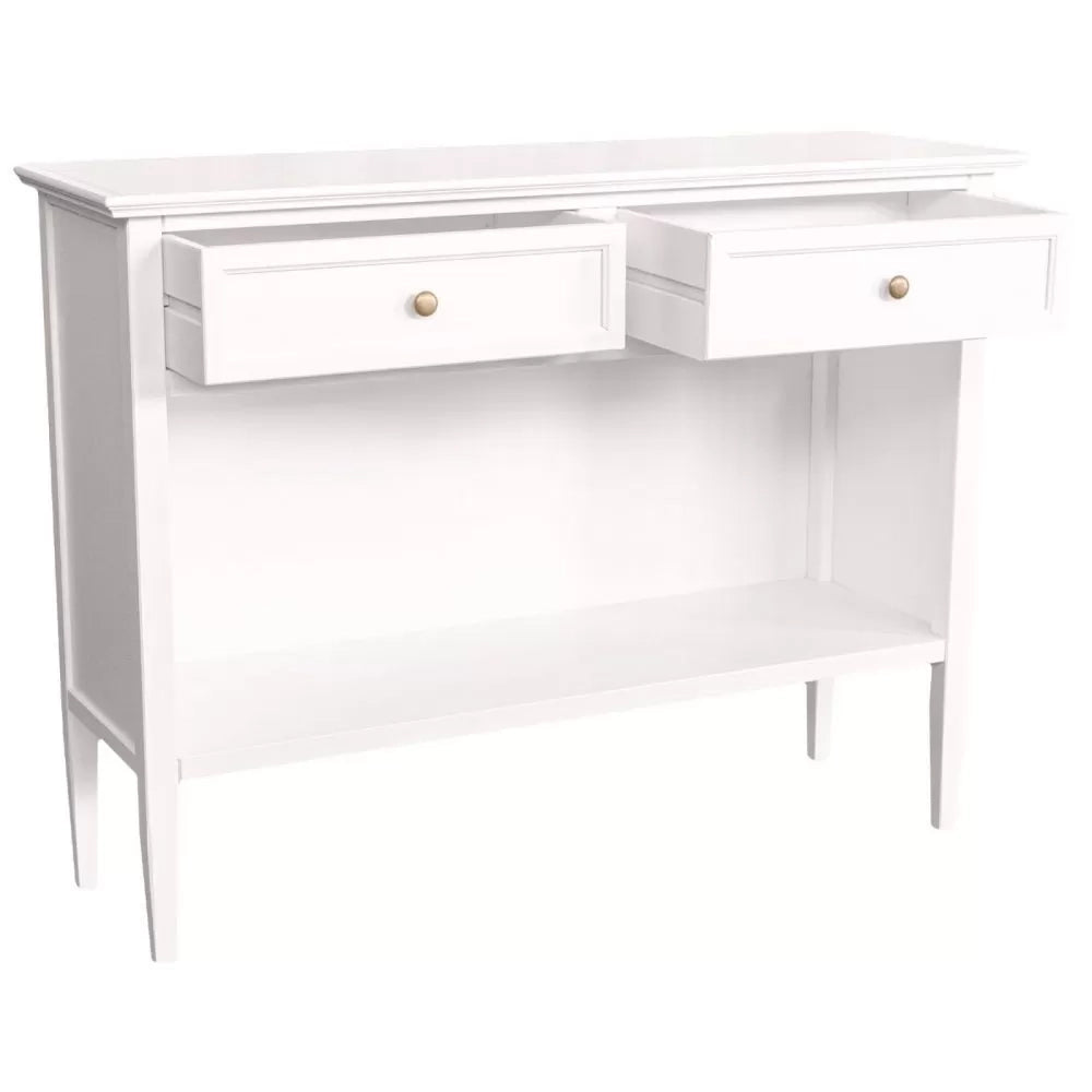 Madia credenza 2 cassetti 1 vano a giorno legno shabby bianco 110x35x83 - Mobili 2G