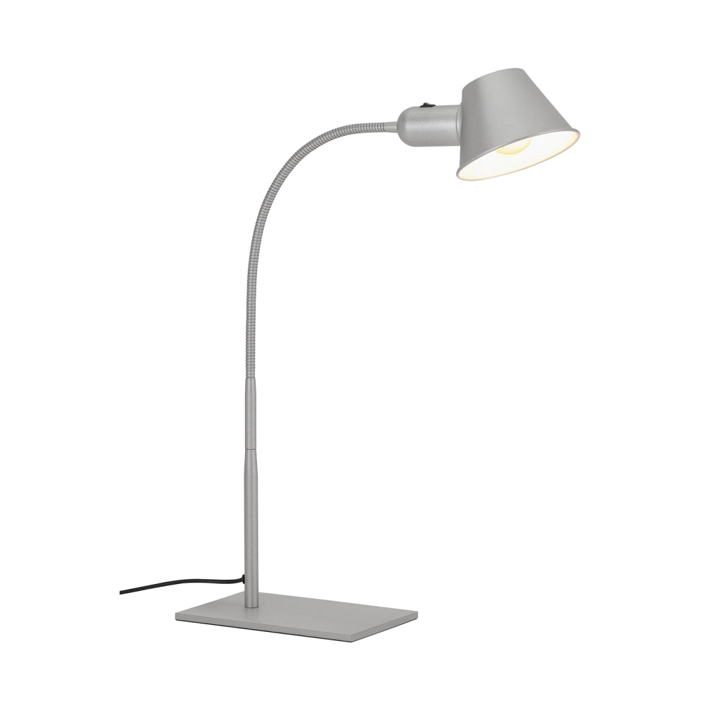 Lampada Da Tavolo Nordico Brello Metallo Cromo Opaco 1 Luce E27