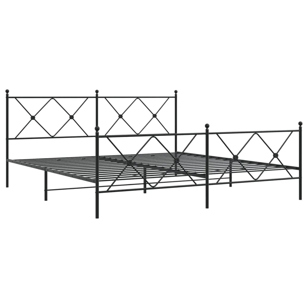 Giroletto con Testiera e Pediera-Struttura Letto Metallo Nero 183x213 cm 835767