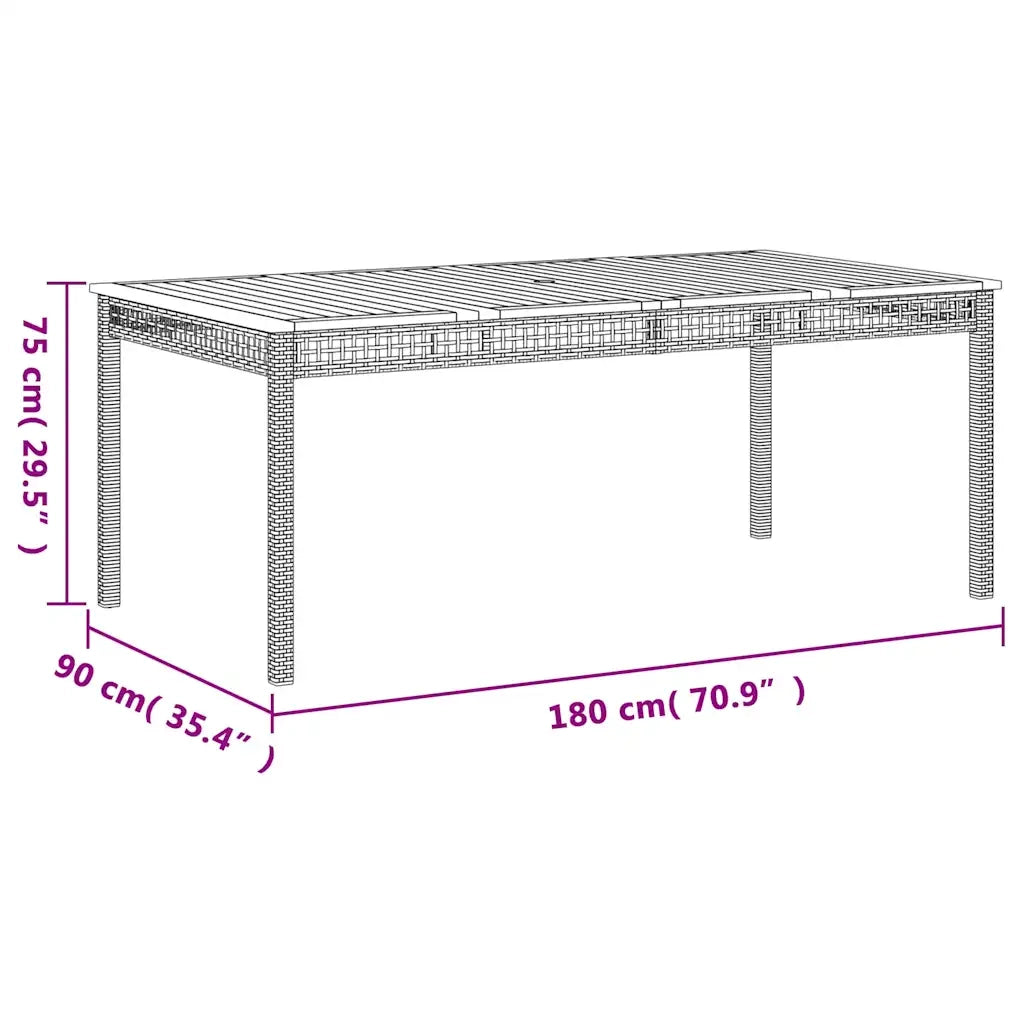 Set da Pranzo da Giardino 7 pz Nero con Cuscini in Polyrattan 3213564