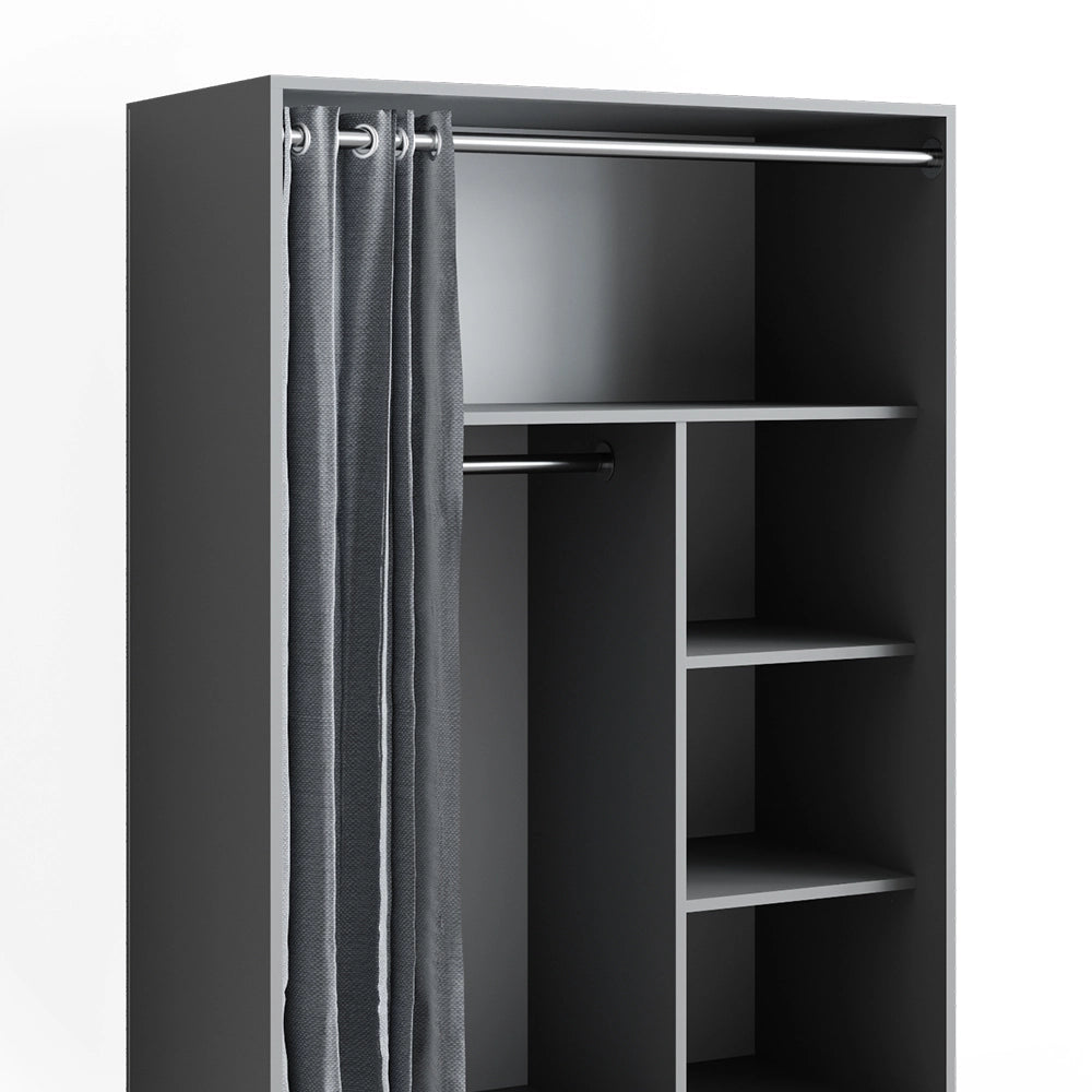 Vicco Armadio multifunzione Grigio 100 x 146.6 cm aperto, su rotelle