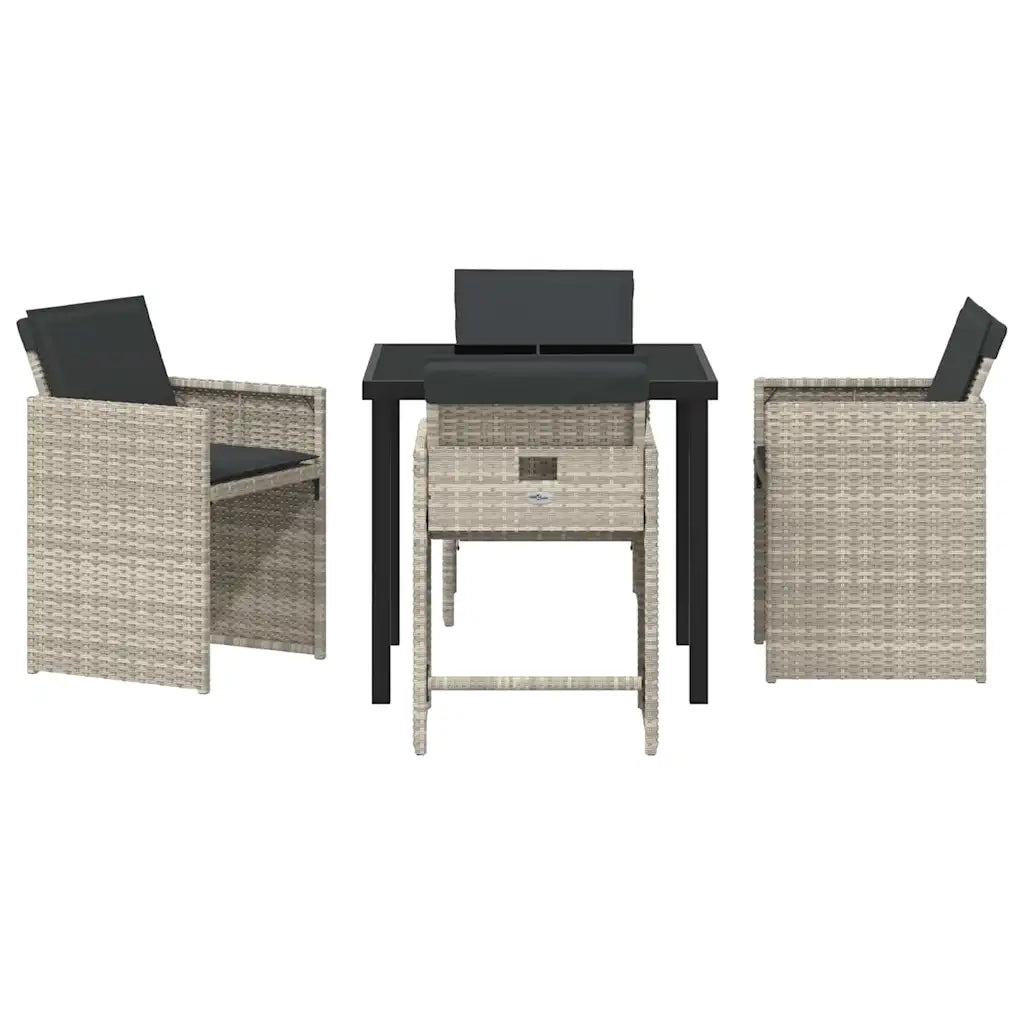 Set da Pranzo per Giardino 5 pcs Grigio chiaro polyrattan 3380705