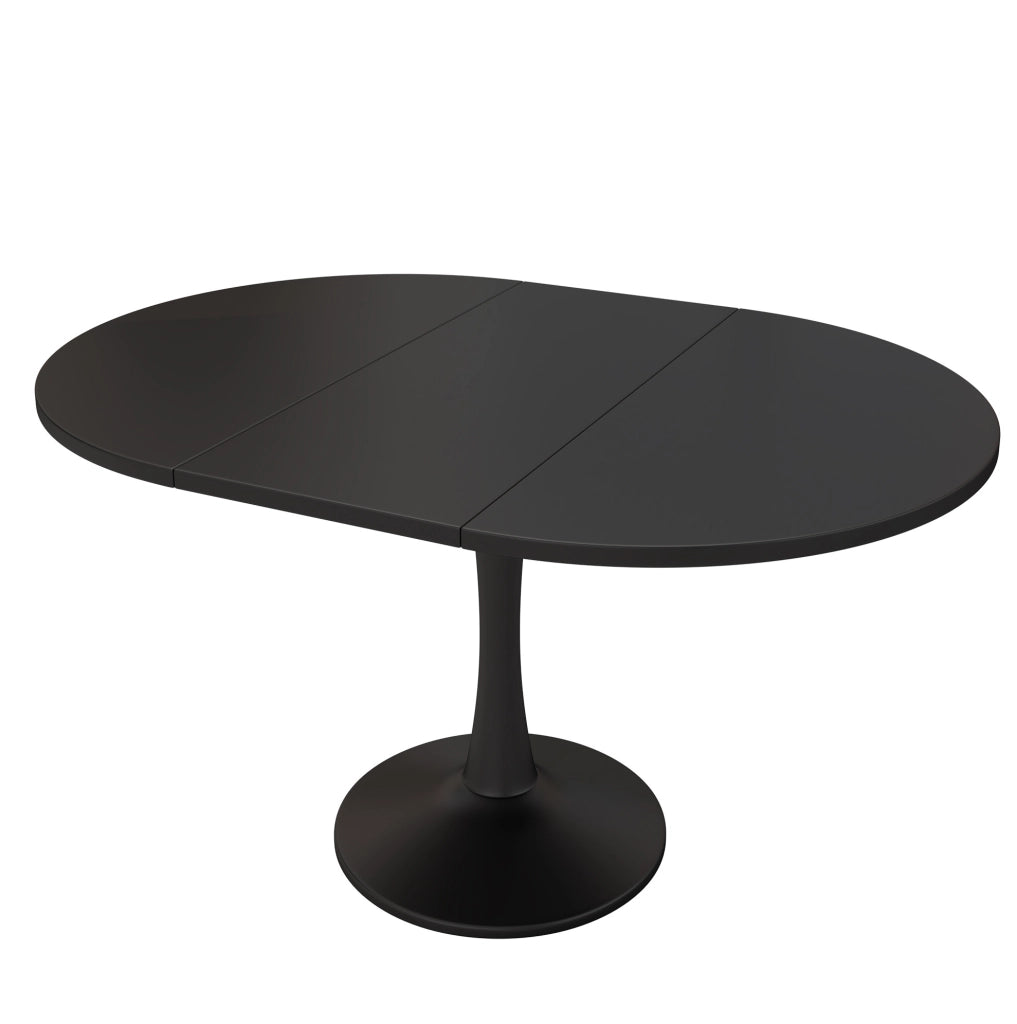 Tavolo da pranzo ovale estensibile 100/140x100x75 cm; MDF nero