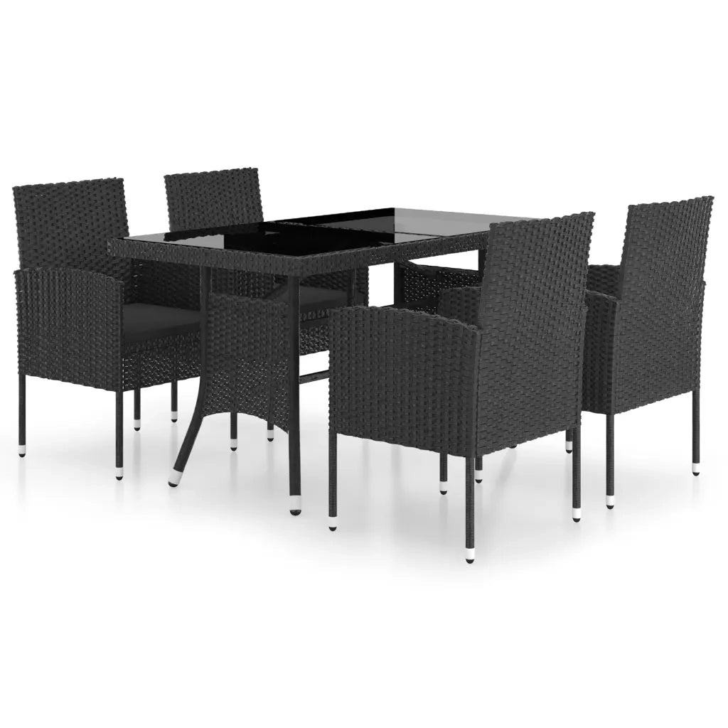 Set da Pranzo da Giardino 5 pz in Polyrattan Nero 3059417