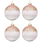Palline di Natale in Vetro con Sfumatura Rosa e Bianco Elegance Diametro: 100 mm