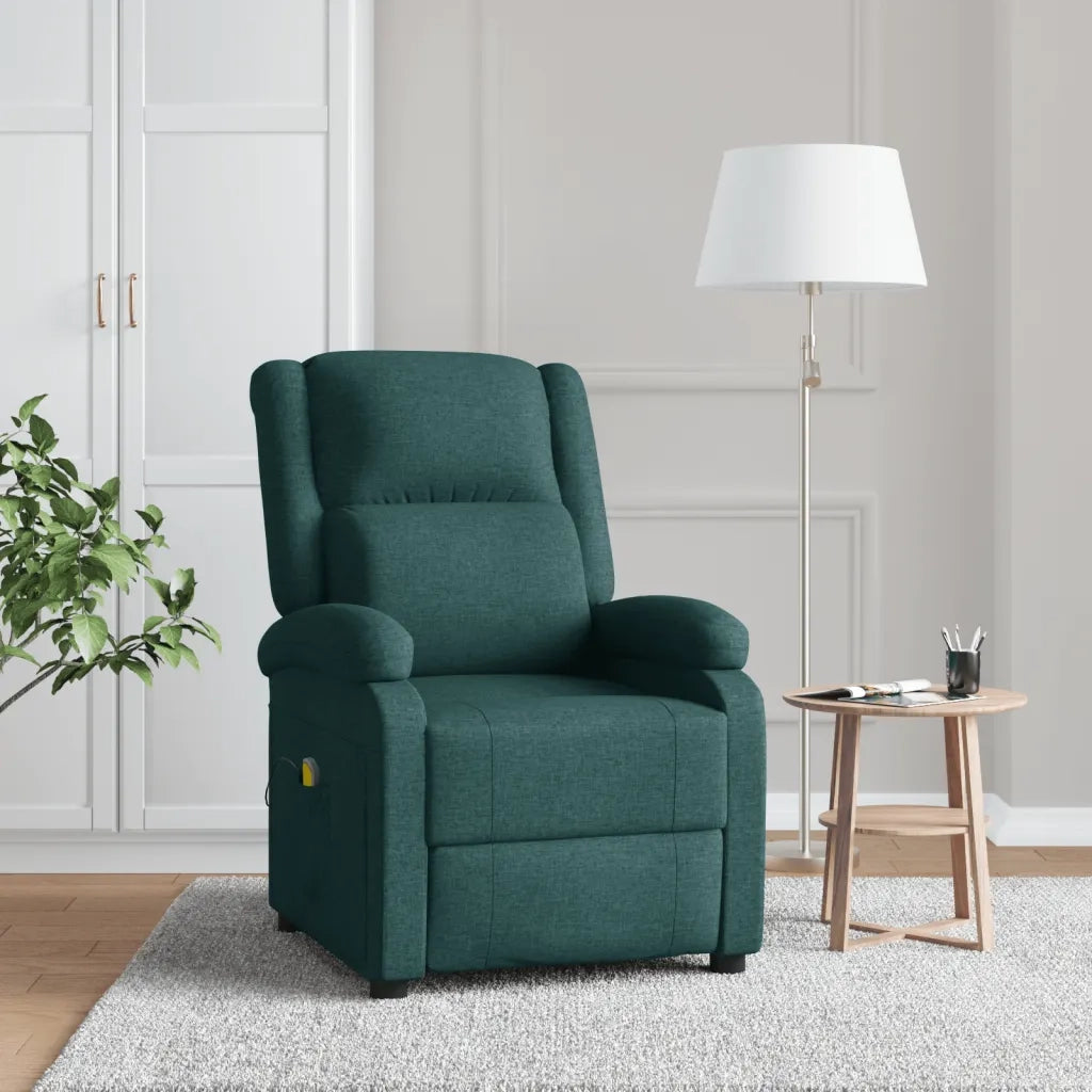 Poltrona ad Ala Massaggiante Verde Scuro in Tessuto 342432
