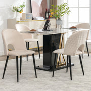 SEDIA Imbottita con schienale 47x44x84 cm Velluto Beige Set da 4 pezzi