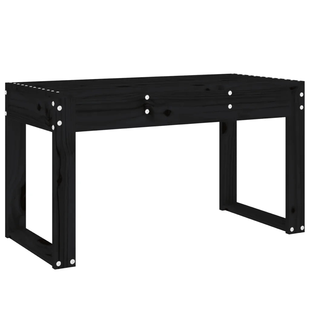 Panca da Giardino-Sgabello-Panca da esterno Nera 80x38x45 cm in Legno Massello di Pino