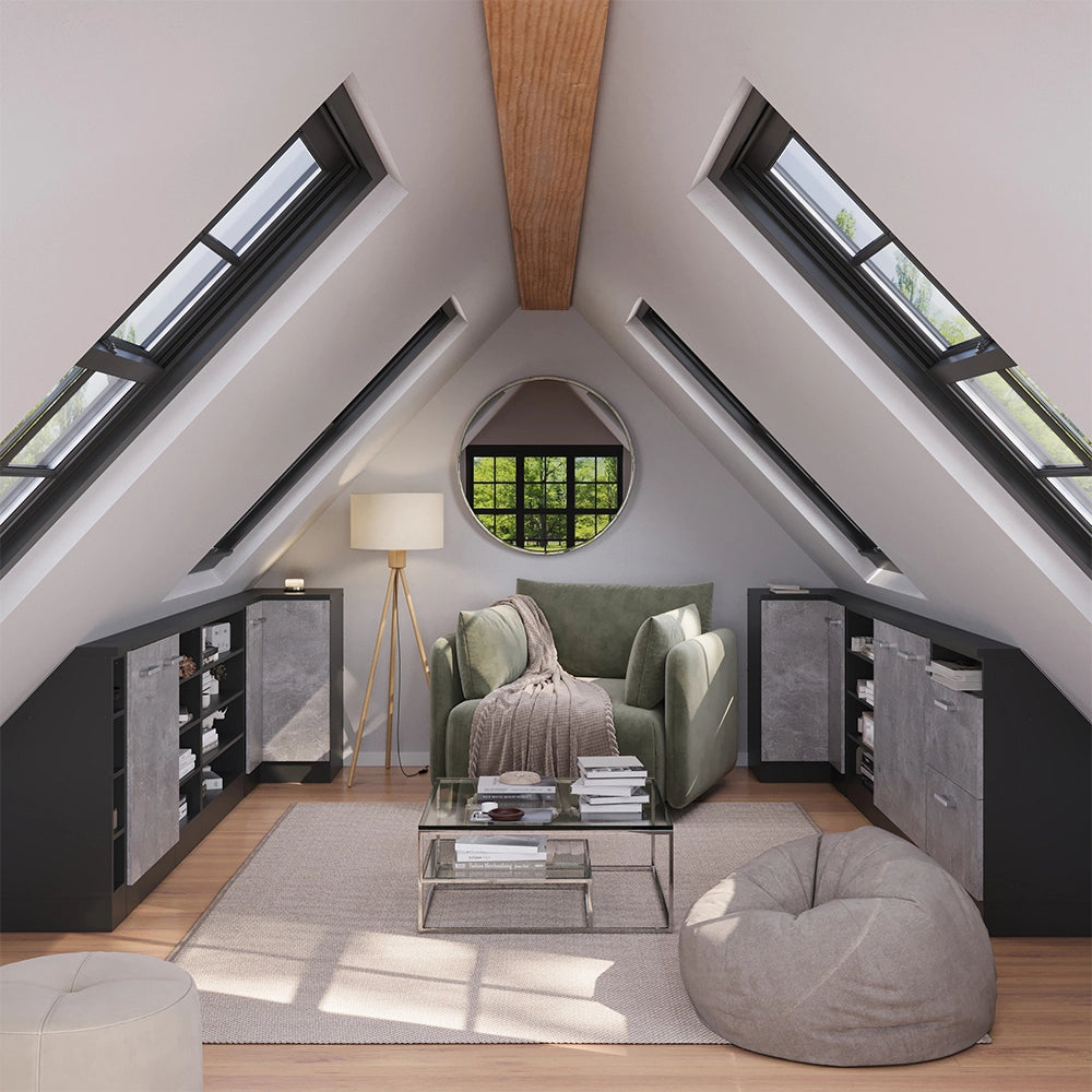 Mobile sottotetto Rion Antracite/Antracite 80 x 83.8 cm con 4 scomparti Vicco