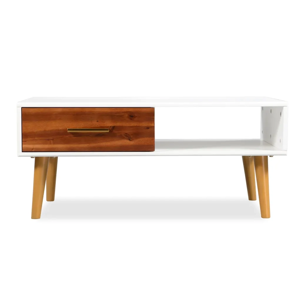 Tavolino da Salotto in Legno Massello di Acacia 90x50x40 cm 245736