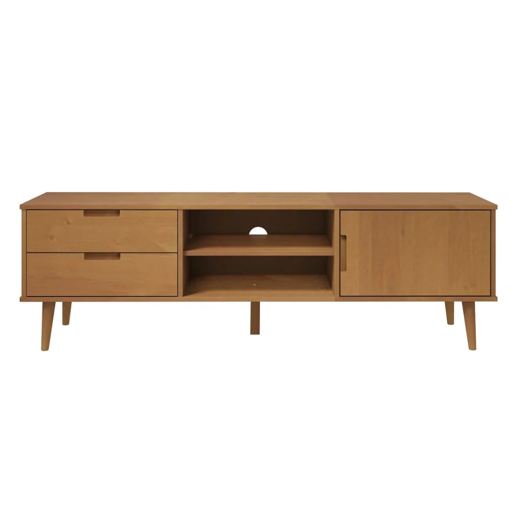 Mobile TV multimediale scaffale TV credenza TV sala da pranzo soggiorno camera da letto MOLDE 158 x 40 x 49 cm legno massello di pino marrone 02_0027734