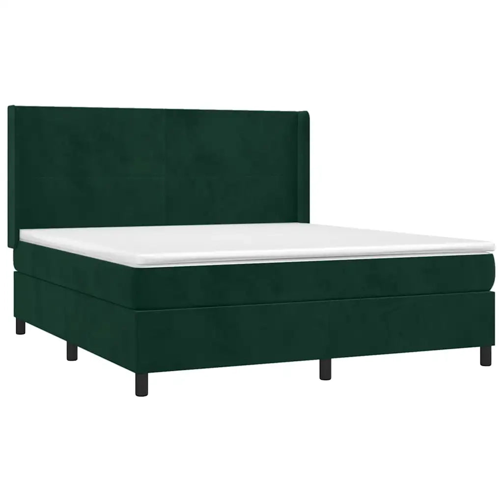 Letto a Molle con Materasso e LED Verde Scuro 180x200cm Velluto 3139460