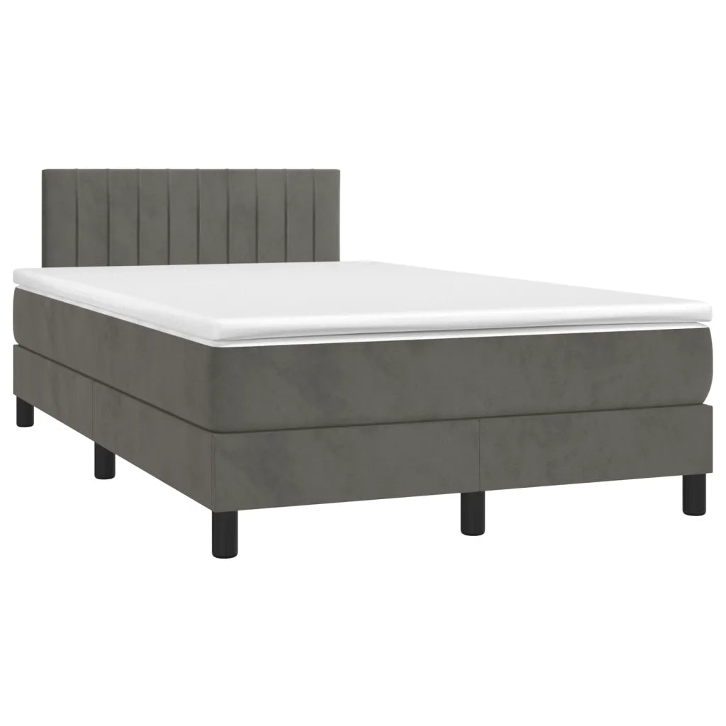 Giroletto a Molle con Materasso Grigio Scuro 120x190 cm Velluto 3269850