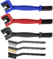 Pacco di 6 setole di pulizia catena, setola di pulizia catena, pulitore di catena motocicletta, pulitore di catena bicicletta, attrezzo di manutenzione motocicletta, nero, blu e rosso