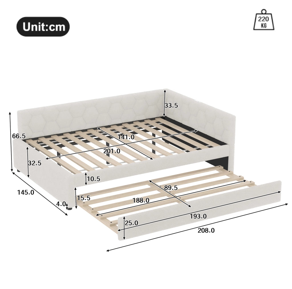 Letto 140x200 cm con letto estraibile; USB e Type-C
