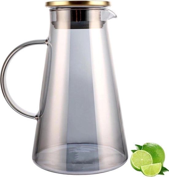 Caraffa di vetro 1,8 litri con coperchio - bevande fai da te succo latte tè freddo/caldo acqua - caraffa di vetro per tè