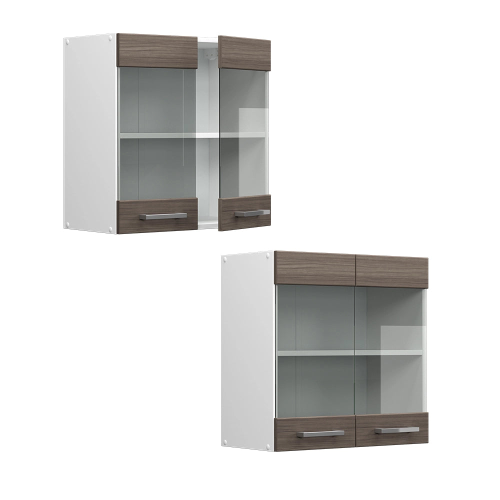 Mobile da cucina in vetro R-Line Grigio nobile/Bianco 60 cm Vicco