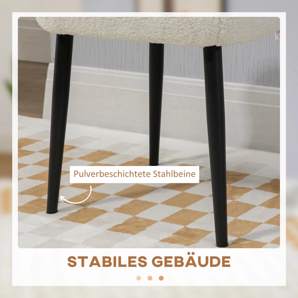 SGABELLO Imbottito 42x42x47 cm Crema, Poliestere, gambe in acciaio