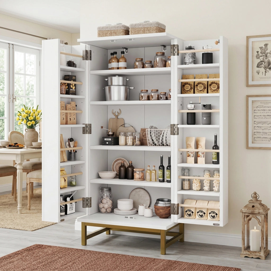 Mobile dispensa bianco con ripiani regolabili 60×40×130 cm