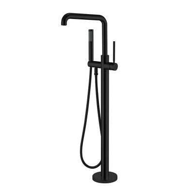 Miscelatore vasca freestanding a pavimento nero opaco tondo