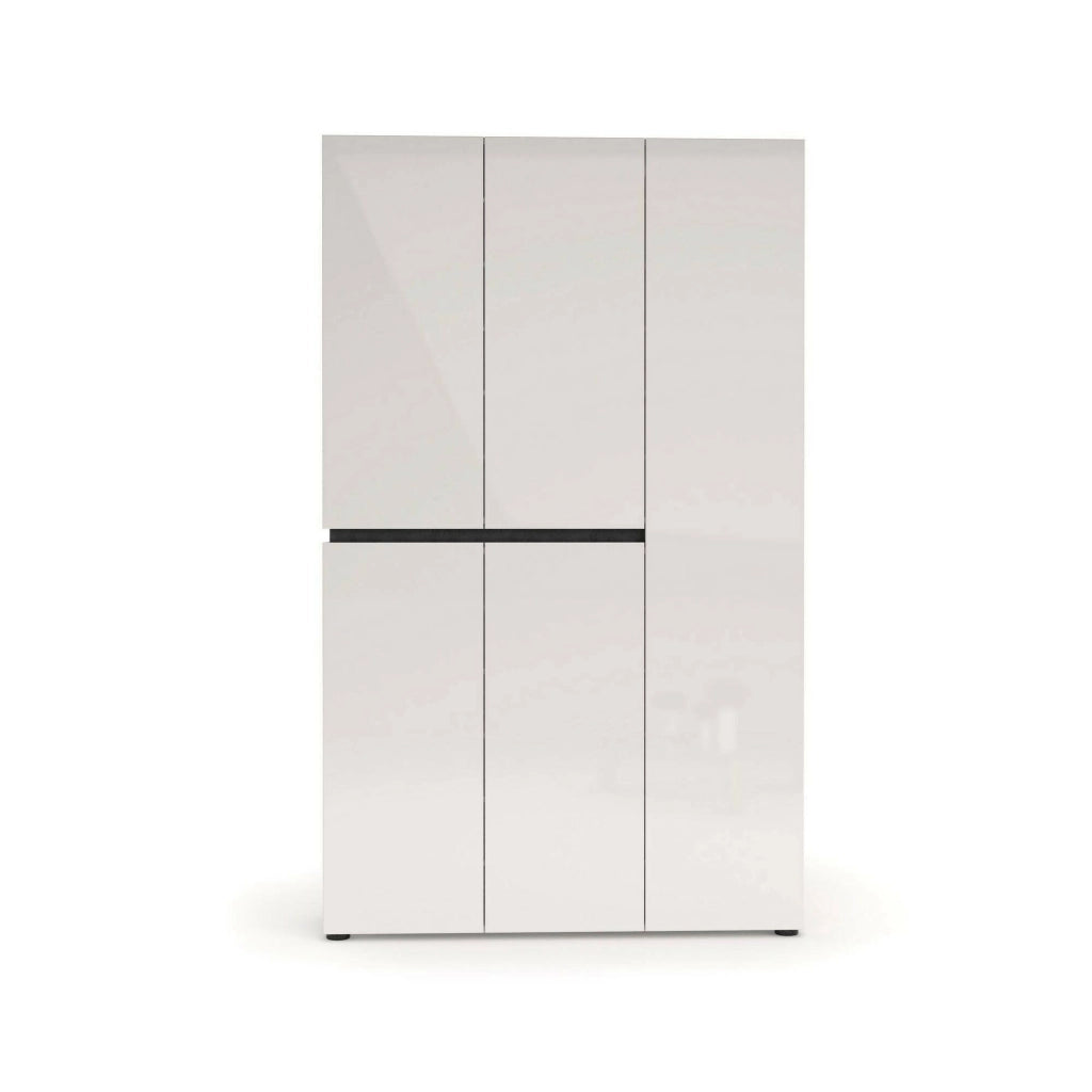 Mobile Portascarpe Valletta, Scarpiera 58 Paia Made in Italy, 120x34x200h cm Bianco Lucido