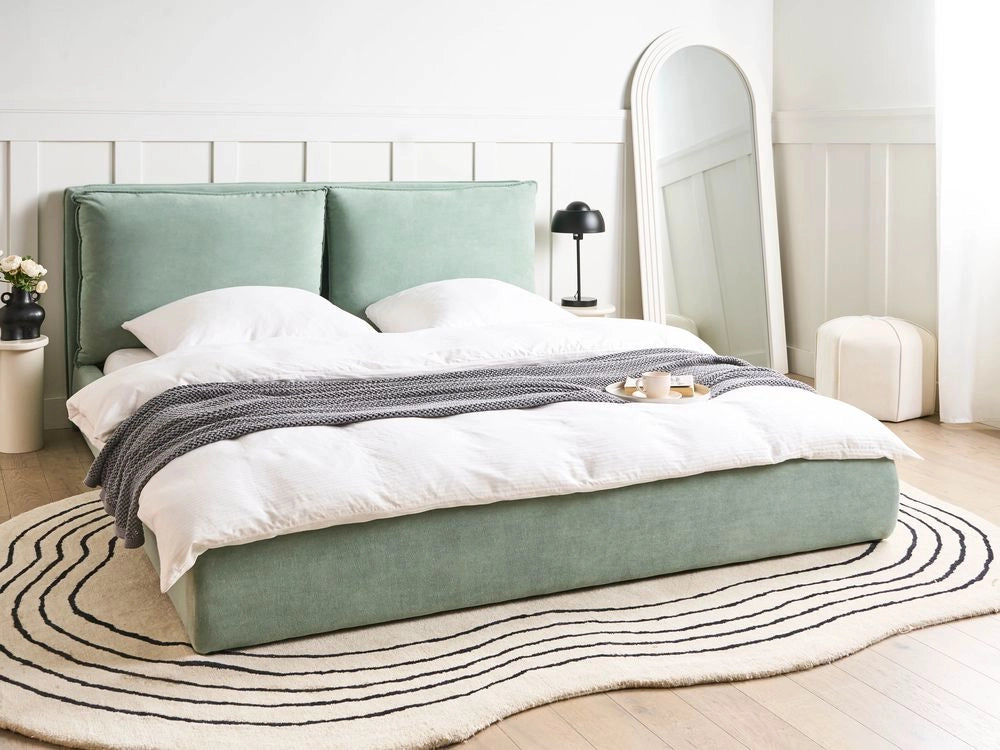 Letto matrimoniale ad acqua tessuto verde menta 180 x 200 cm camera da letto moderna
