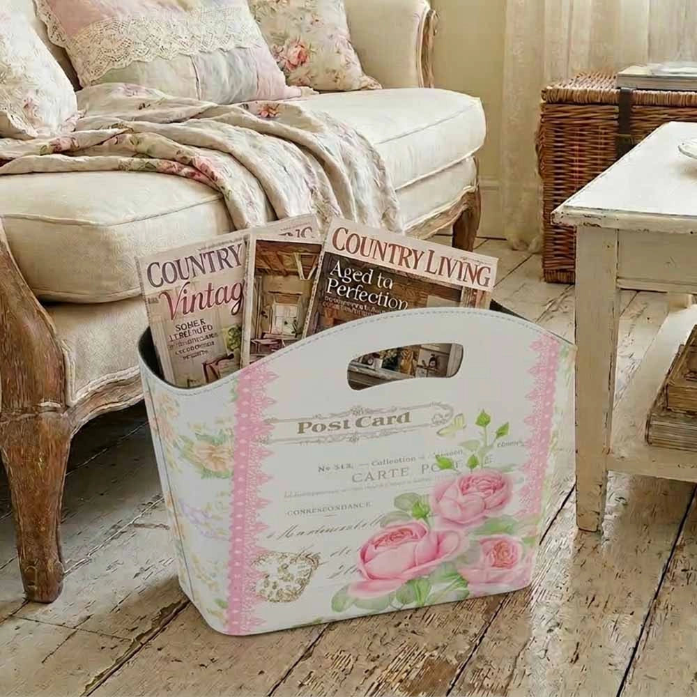 Borsetta Contenitore Flowers con manici fantasia rosa cm 40 x 15 x h 30