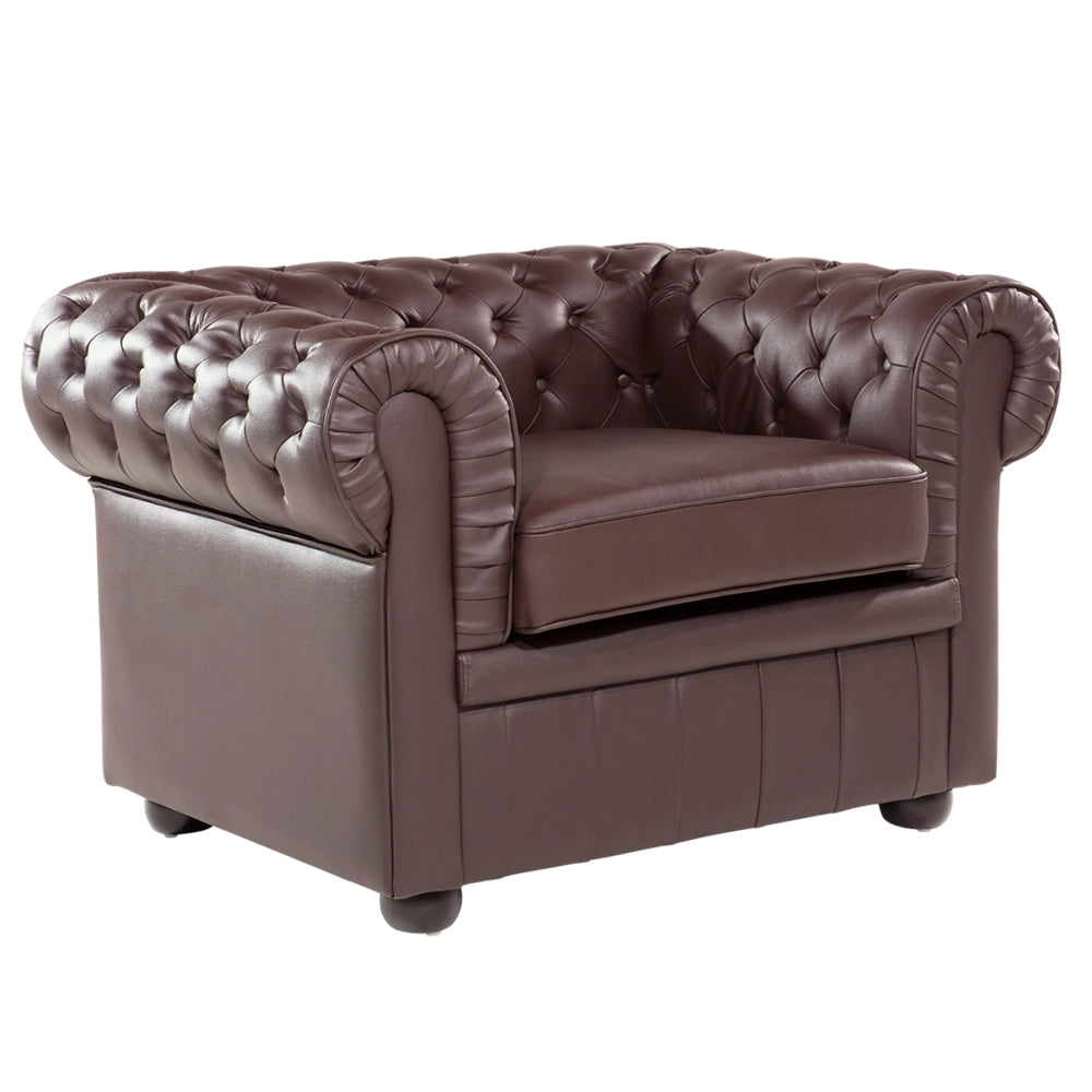 Poltrona Chesterfield marrone Vera Pelle trapuntata in stile Contemporaneo
