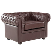 Poltrona Chesterfield marrone Vera Pelle trapuntata in stile Contemporaneo