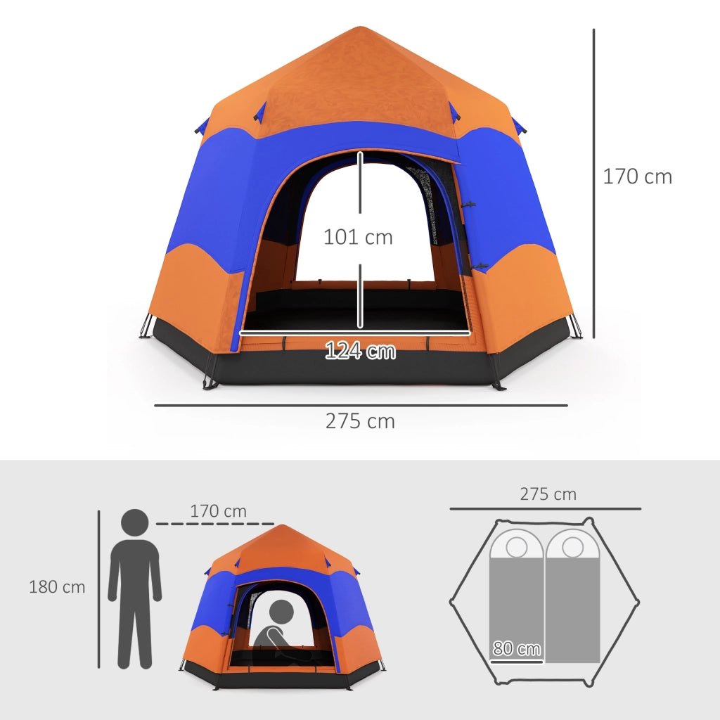Tenda familiare Tenda Quick-Up Tenda a doppia parete per 4-6 persone; 4 stagioni; impermeabile; con zanzariera; 2 porte