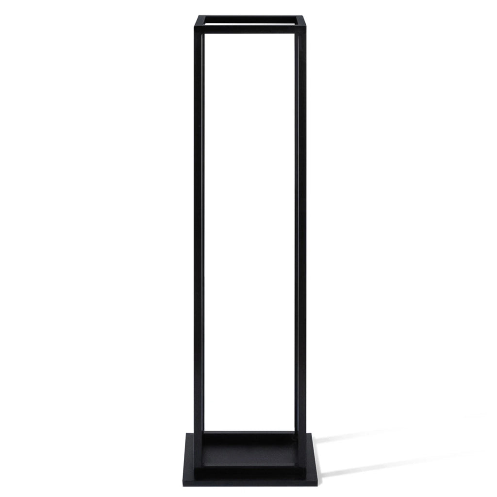 IDMarket - Portalegna per camino verticale in acciaio nero con ripiano H.112 cm