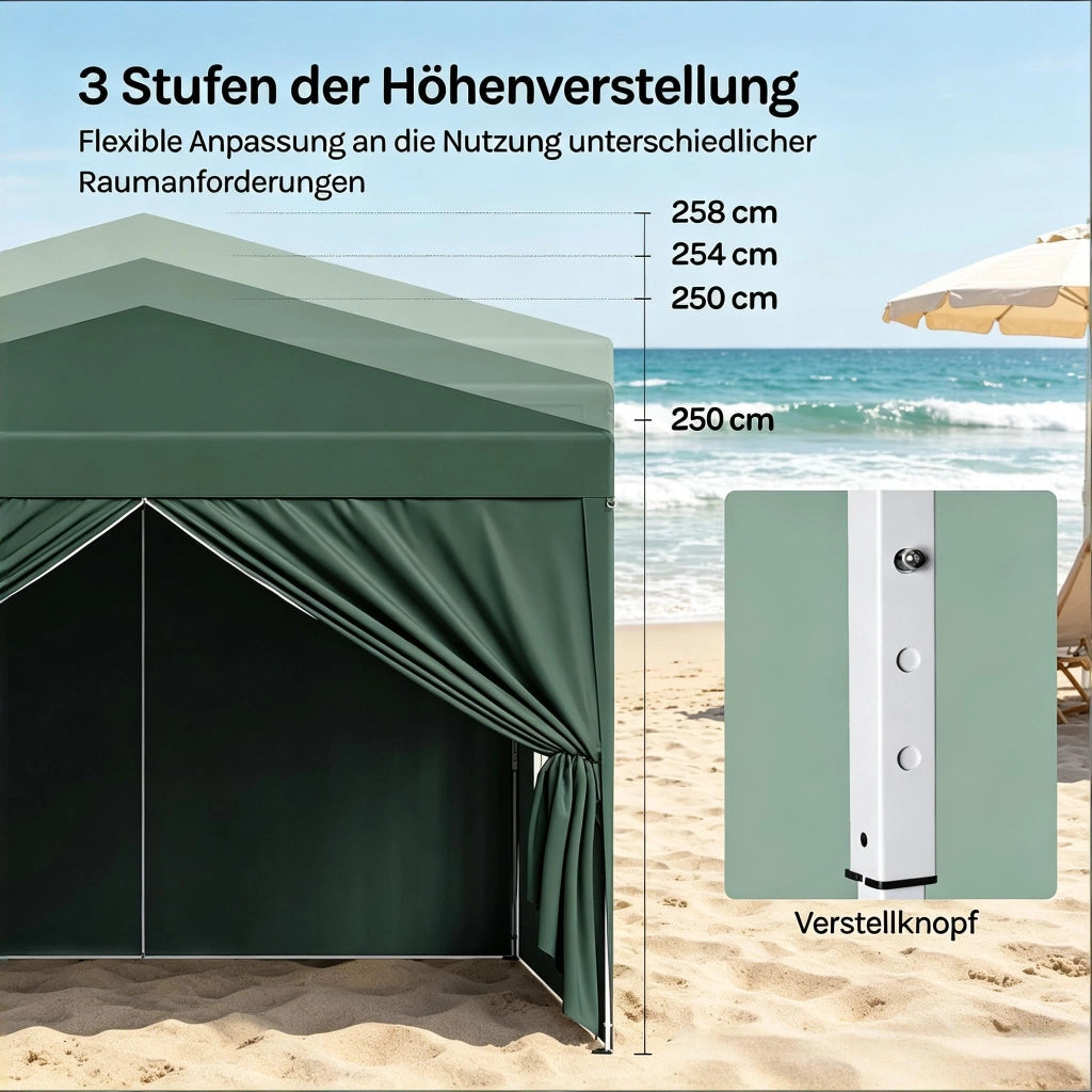 Gazebo Da Giardino 3x3 M In Ferro E Tessuto Oxford Verde Con Tetto Impermeabile Pieghevole