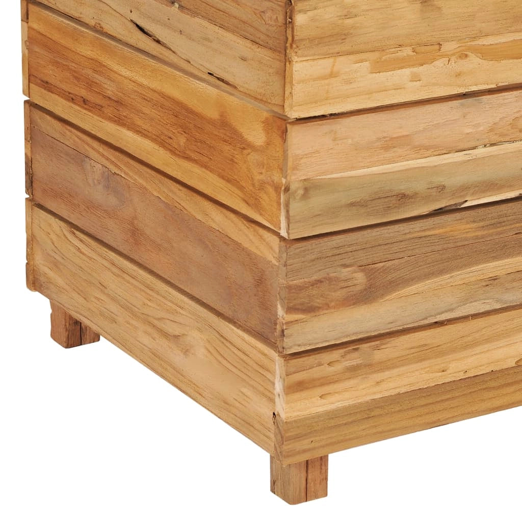 Aiuola rialzata per piante e fiori 150 x 40 x 55 cm legno di teak riciclato e acciaio 02_0000913